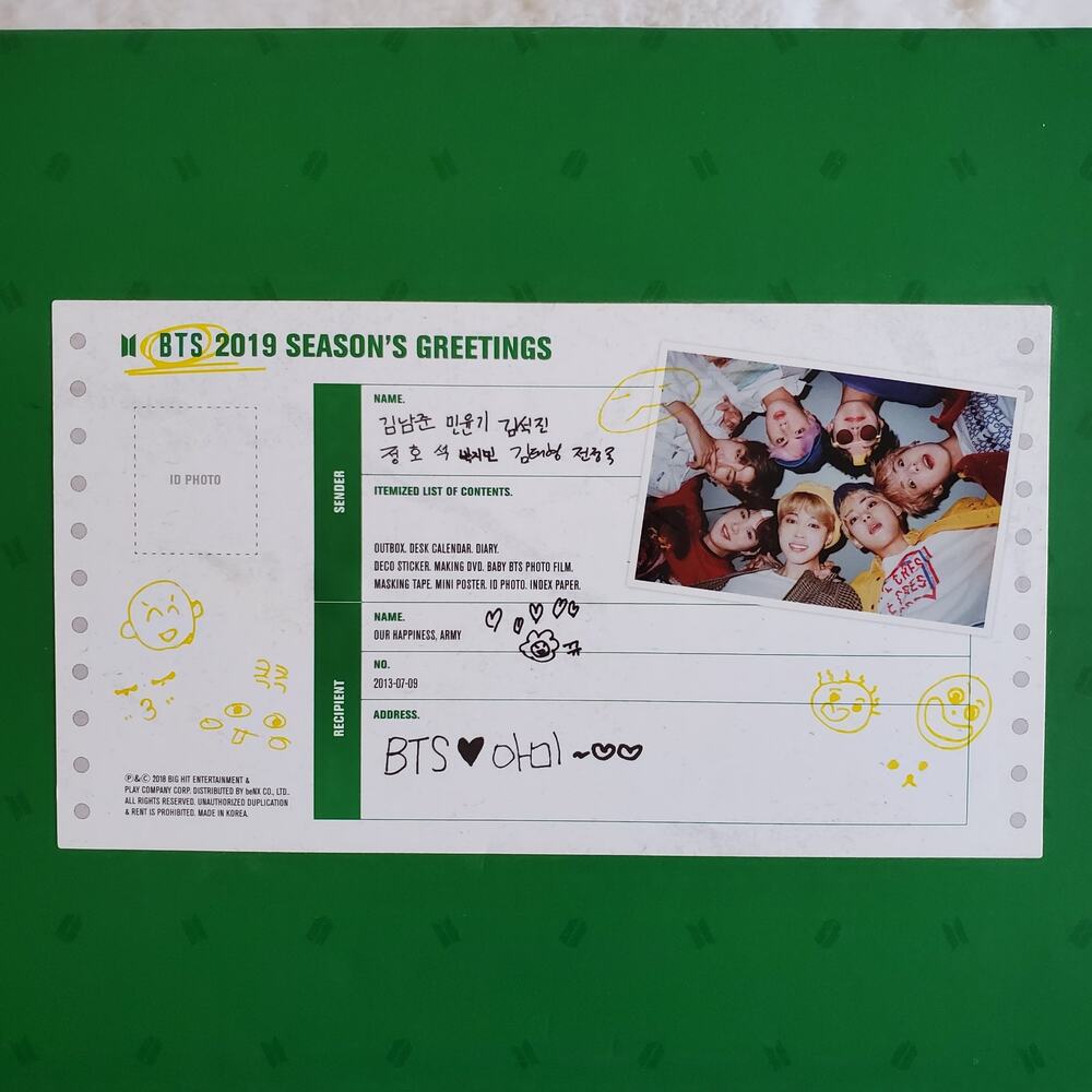 K-POP Group BTS Season's Greeting Package 2019 Read Description